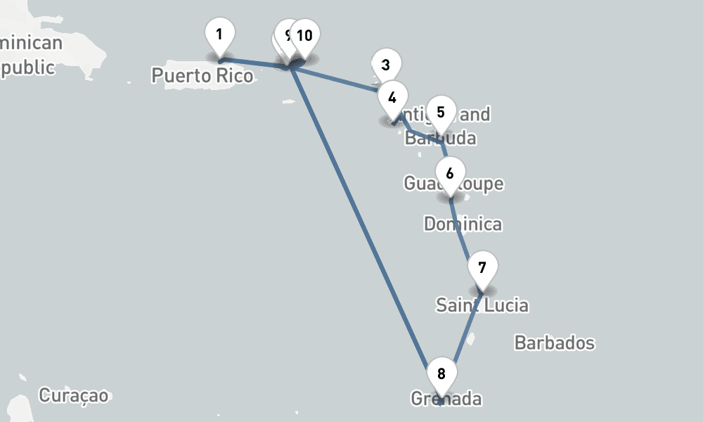 11 nights / 12 days, San Juan (Puerto Rico) Round trip