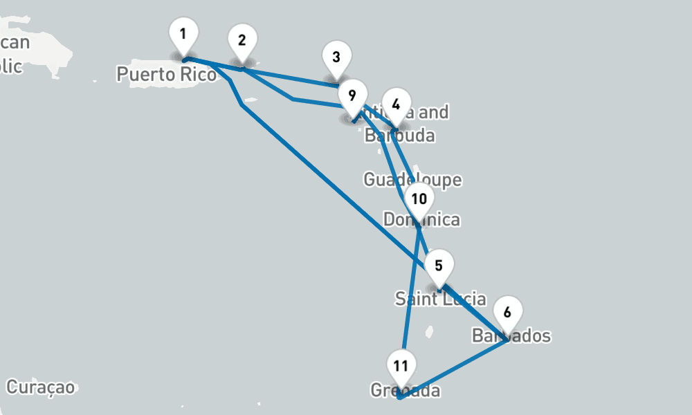 14 days, round-trip Southern Caribbean Adventurer 15日間