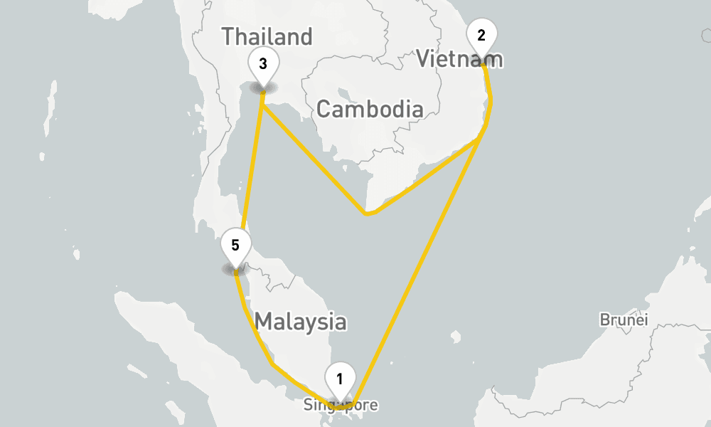 10 days, round-trip Thailand Vietnam Cruise 11日間