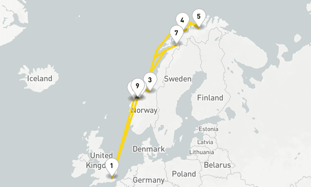 16 days, round-trip Norways Land Of The Northern Lights 17日間