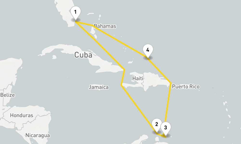 8 days, round-trip Southern Caribbean 9日間