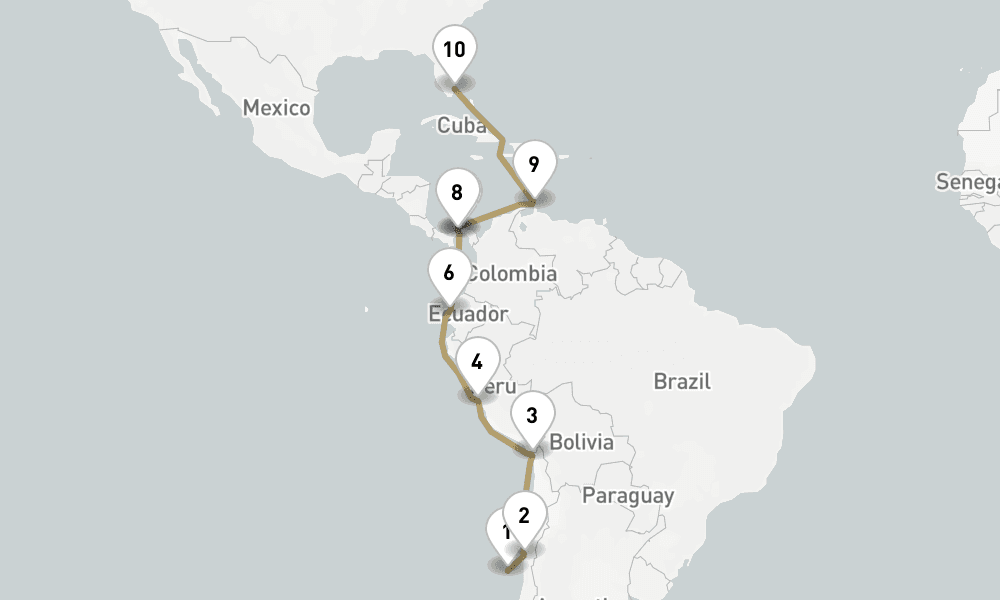 19 days, one-way from San Antonio to Fort Lauderdale 20日間