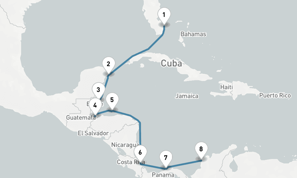 10 days, one-way from Fort Lauderdale to Cartagena Colombia 11日間