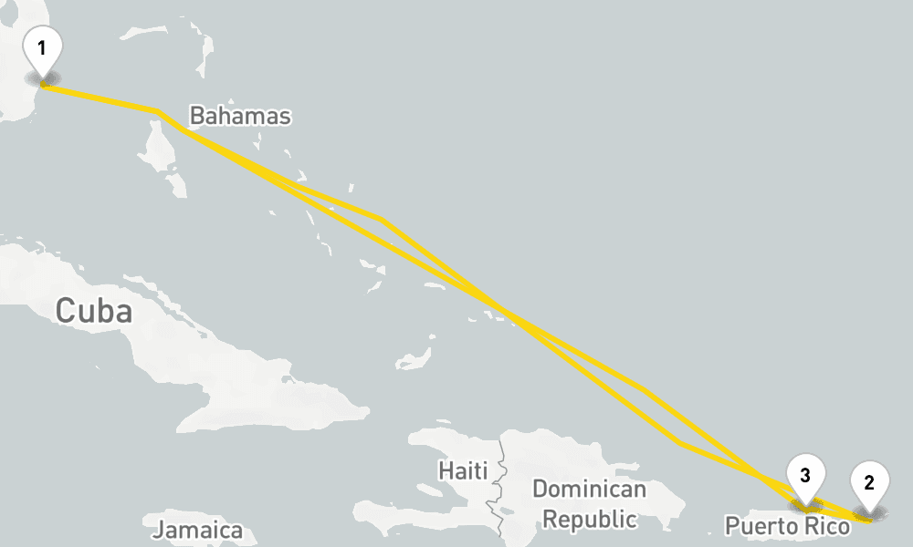 7 days, round-trip Eastern Caribbean 8日間