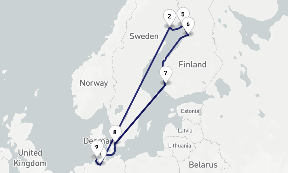 15 nights / 16 days, Hamburg Round trip