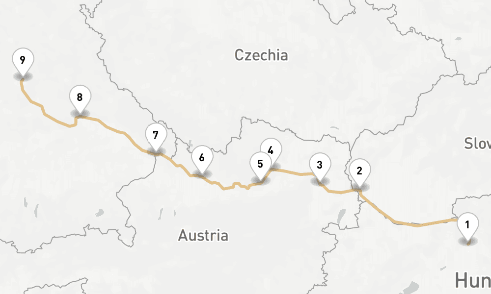 6 nights / 7 days, one-way from Budapest to Nuremberg