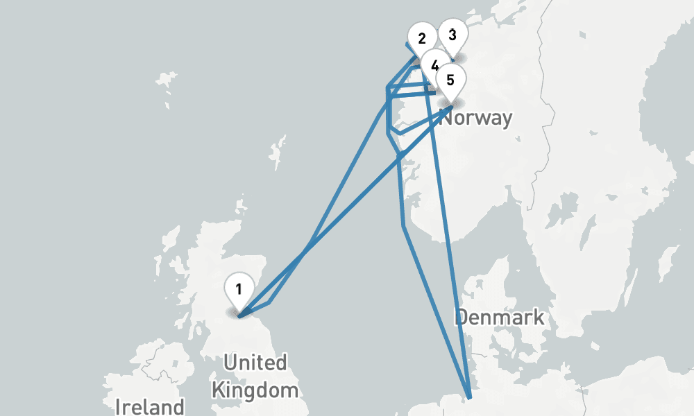 7 nights / 8 days, Edinburgh (Leith, Scotland) Round trip