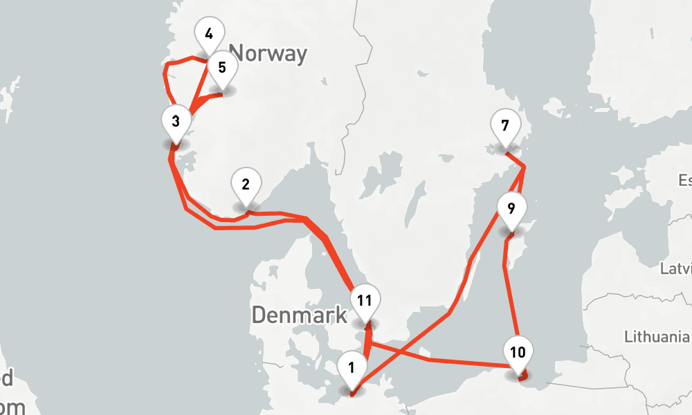 14 nights / 15 days, Warnemunde (Rostock, Germany) Round trip