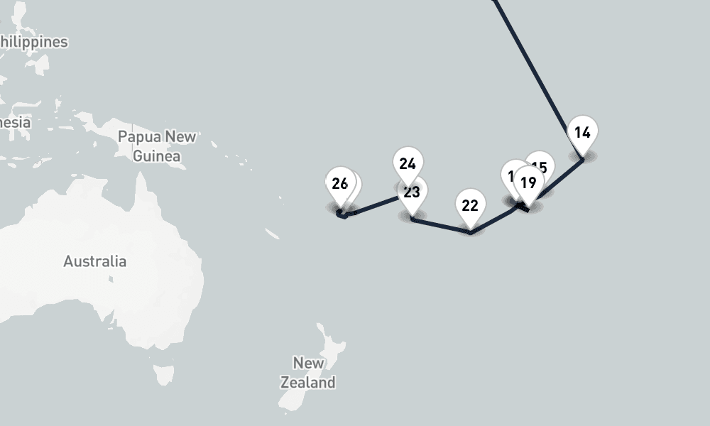 41 days, one-way from Vancouver to Lautoka 42日間