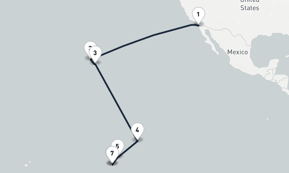 16 days, one-way from San Diego to Papeete 17日間
