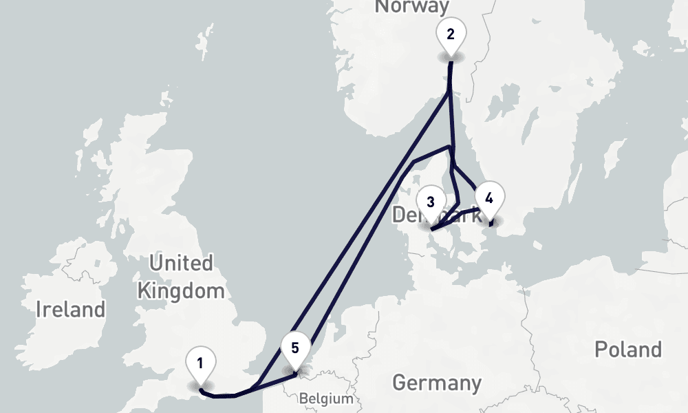 7 days, round-trip Northern Europe 8日間