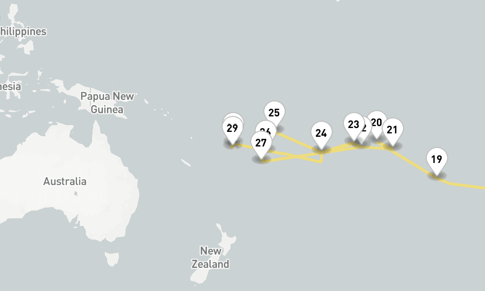 45 days, one-way from Ushuaia to Lautoka 46日間