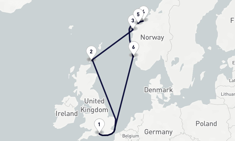 8 days, round-trip Northern Europe 9日間