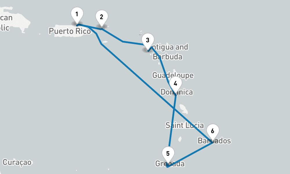 7 days, round-trip Southern Caribbean with Barbados and Tortola 8日間