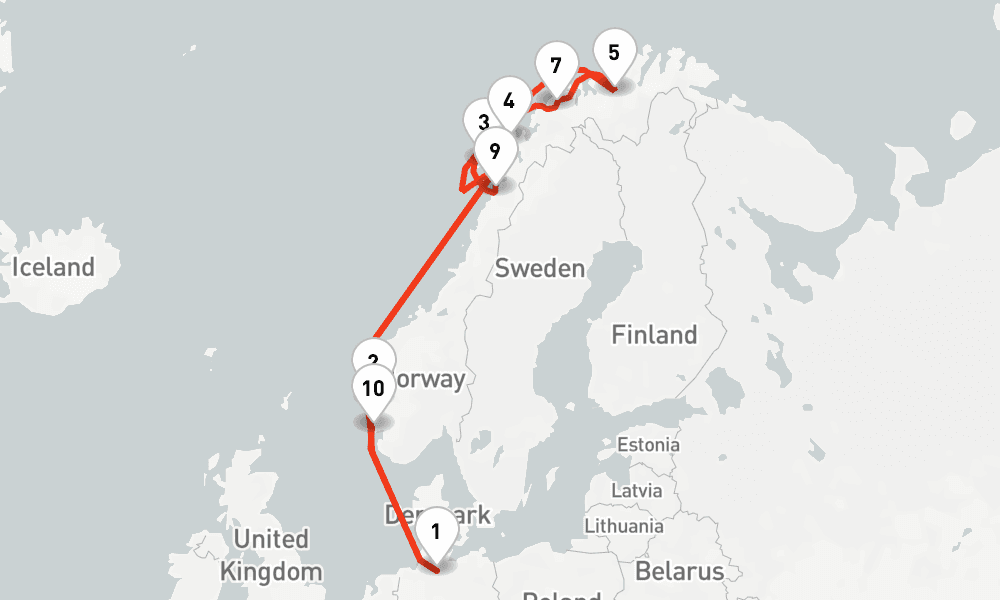 14 days, round-trip Herbstliche Nordlichter ab Hamburg 15日間