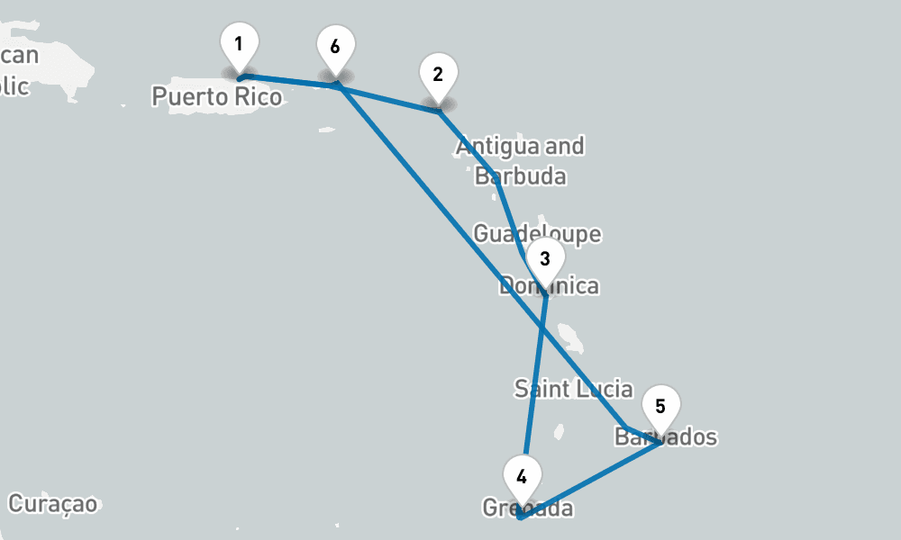 7 days, round-trip Southern Caribbean with Barbados and Antigua 8日間