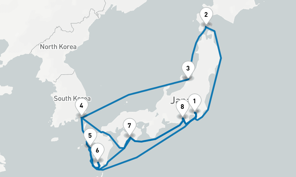 17 days, round-trip Grand Circle Japan 18日間