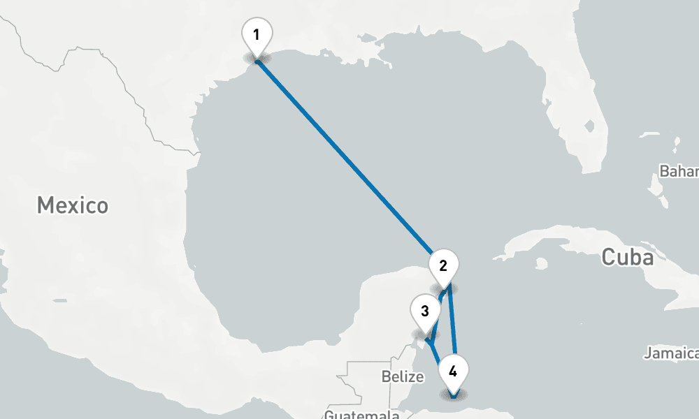 7 days, round-trip Western Caribbean with Mexico 8日間
