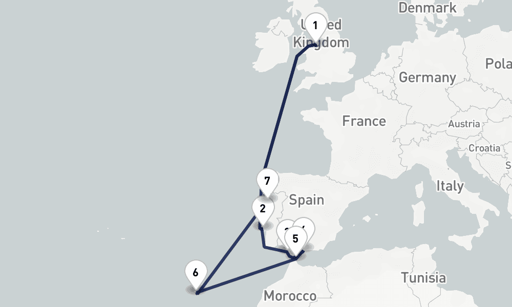 13 days, round-trip Andalusia Portugal with Madeira 14日間