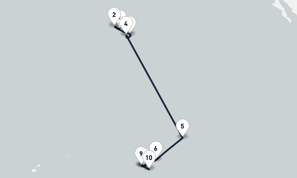 14 days, one-way from Honolulu to Papeete 15日間