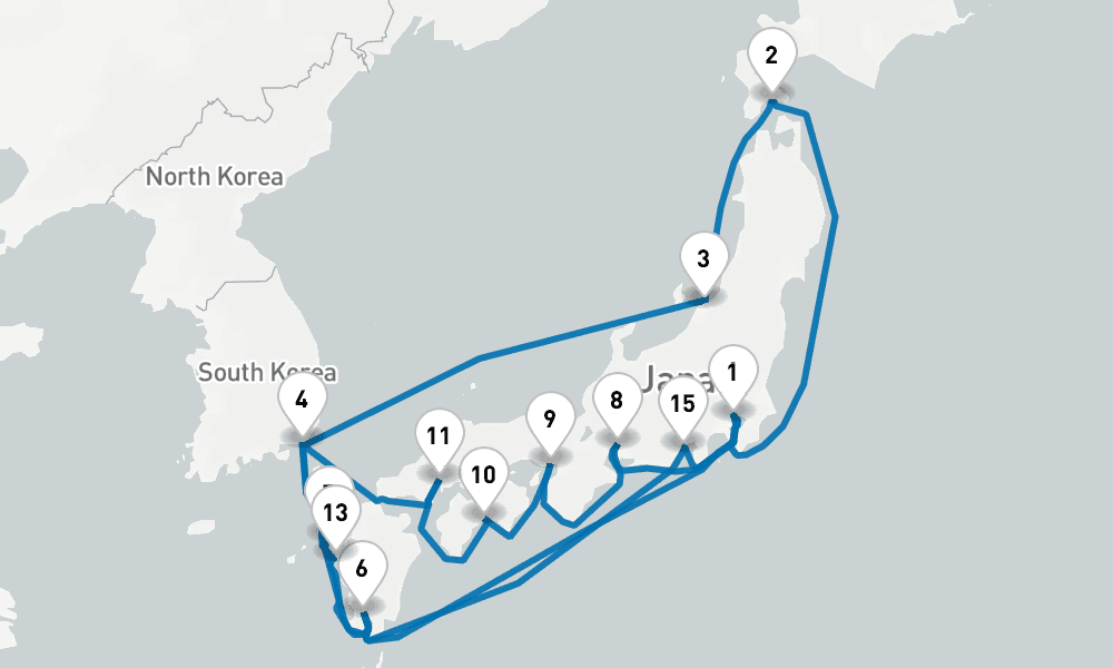 20 days, round-trip Grand Circle Japan 21日間