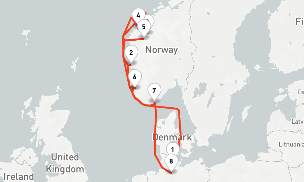 9 days, one-way from Kiel to Hamburg 10日間