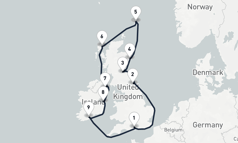 11 days, round-trip Unbound British Isles London to London 12日間