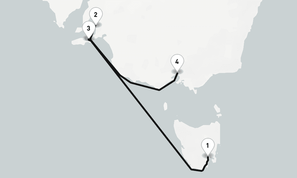6 days, one-way from Hobart to Melbourne 7日間