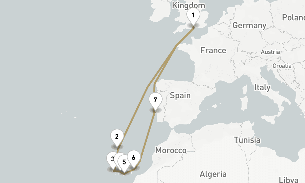 14 days, round-trip Canary Islands 15日間