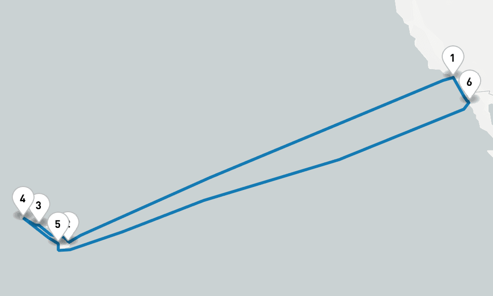 16 days, round-trip Hawaiian Islands 17日間