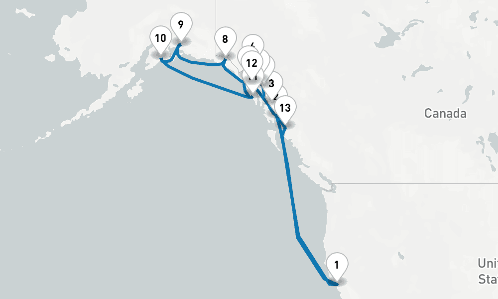 20 days, round-trip Ultimate Alaska Solstice with Glacier Bay National Park 21日間