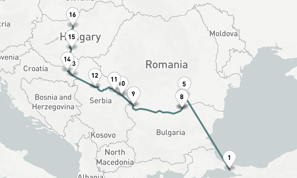 11 nights / 12 days, one-way from Istanbul to Budapest