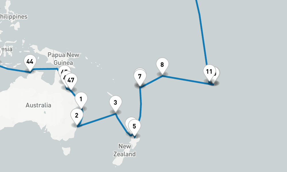94 days, round-trip Circle Pacific - Roundtrip Brisbane 95日間