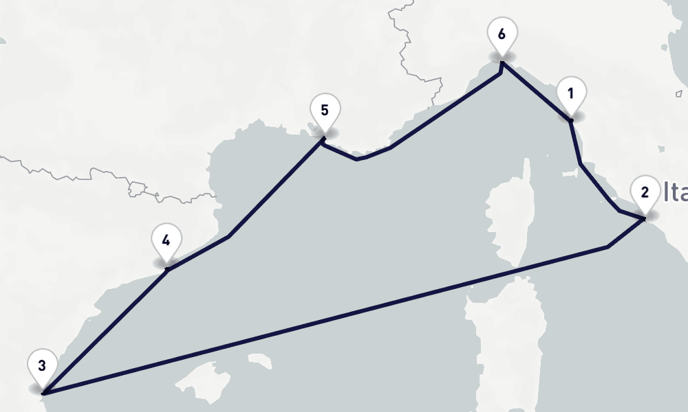 7 days, round-trip Mediterranean 8日間
