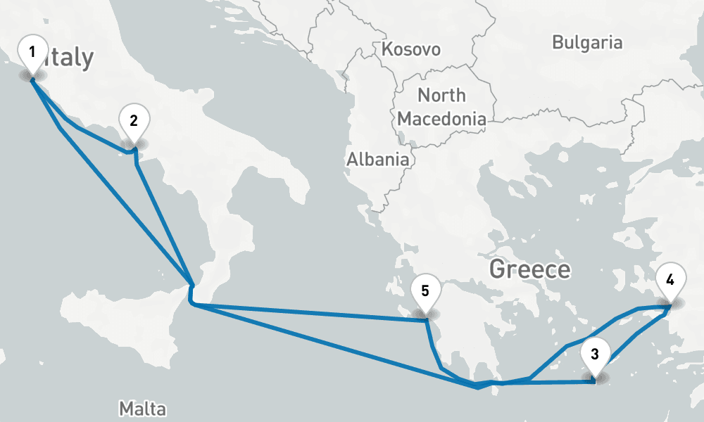 7 days, round-trip Mediterranean Aegean 8日間