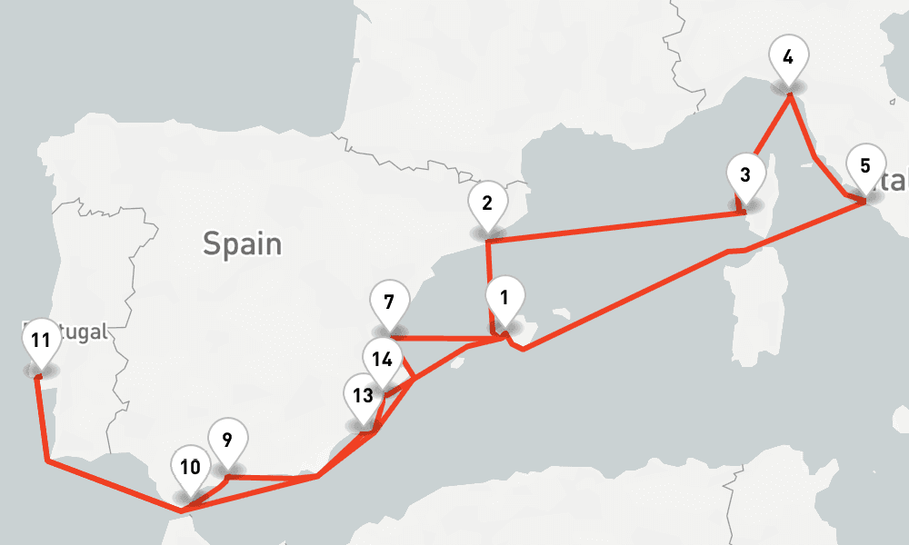 17 days, round-trip Grose Feiertagsreise im Mittelmeer ab Mallorca 18日間