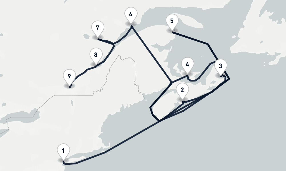 11 days, one-way from New York to Montreal 12日間