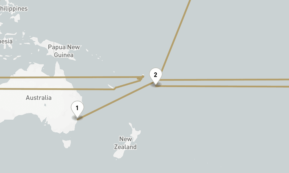 33 days, one-way from Sydney to Miami 34日間