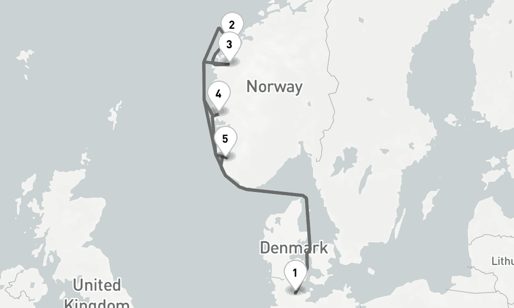 7 days, round-trip - Norwegens Fjordwelten - AbBis Kiel 8日間