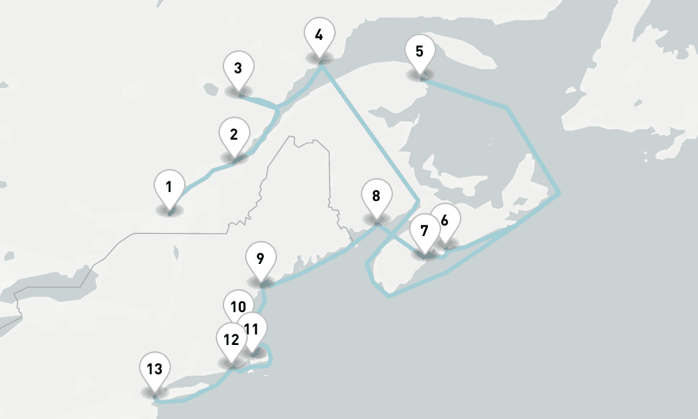 12 days, one-way from Montreal to New York 13日間