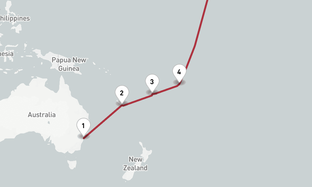 14 days, one-way from Sydney to Honolulu 15日間