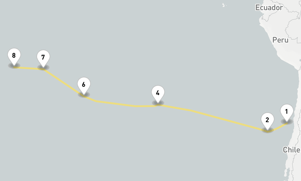 19 days, one-way from San Antonio to Papeete 20日間