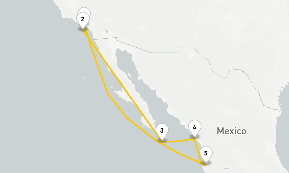 8 days, round-trip Cabo, Mazatlan, Puerto Vallarta, Catalina 9日間