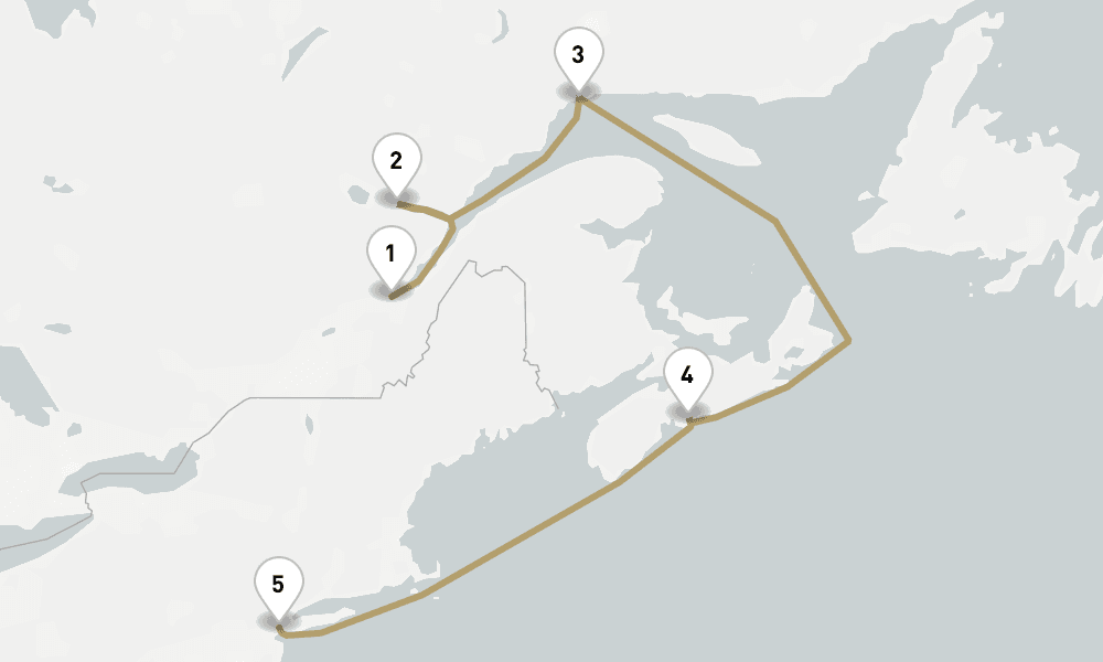 7 days, one-way from Quebec City to New York 8日間