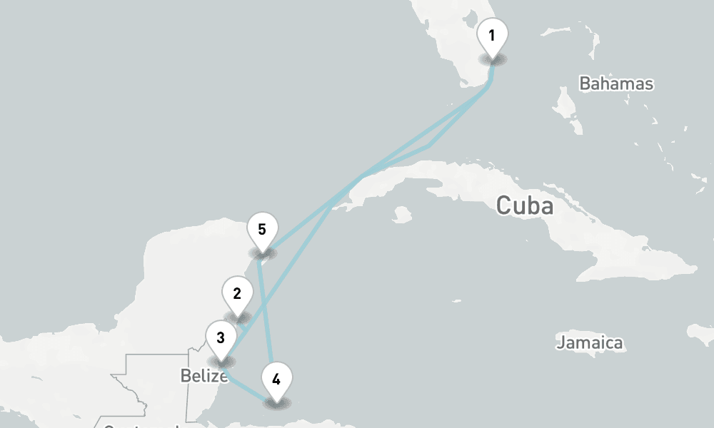 8 days, round-trip Cruise Western Caribbean Cruise Costa Maya, Belize Cozumel 9日間