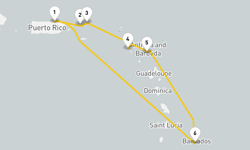 7 days, round-trip Southern Caribbean Cruise 8日間