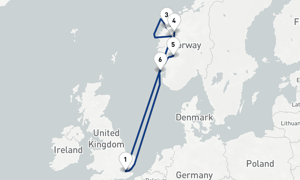 11 days, round-trip Majestic Mountains Mystical Fjords Of Norway 12日間
