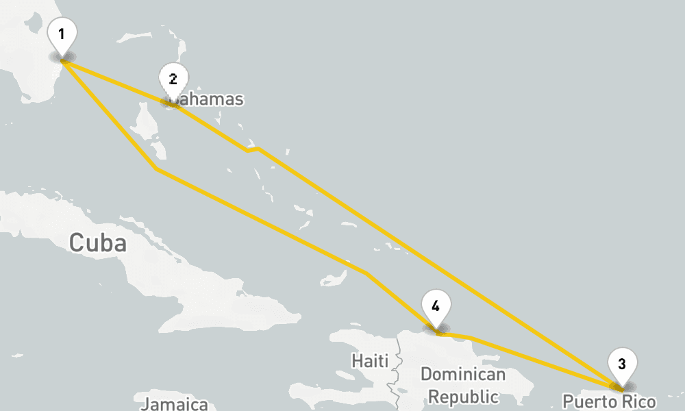 6 days, round-trip Eastern Caribbean Cruise 7日間