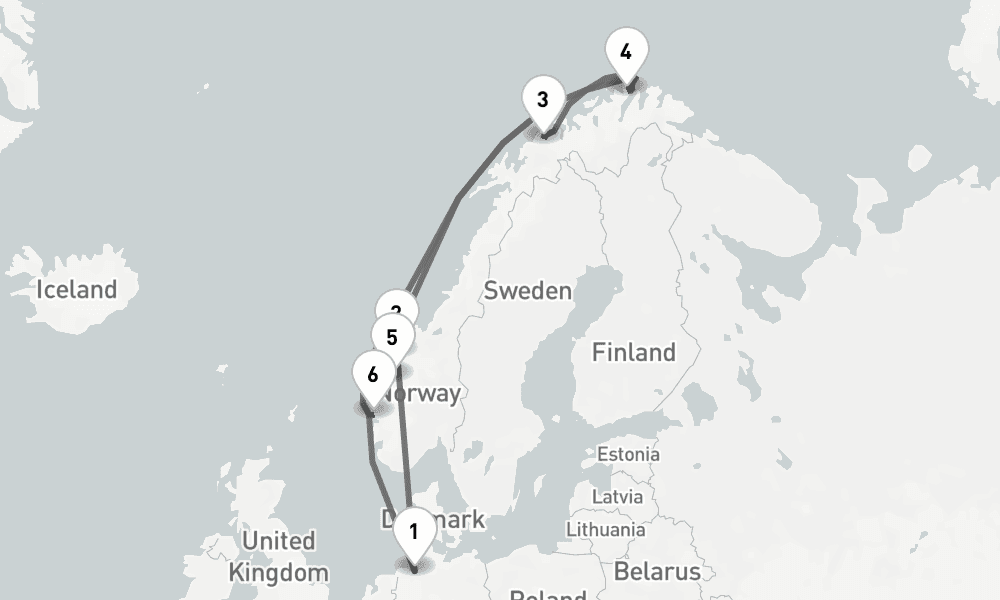 11 days, round-trip - Norwegens Fjordwelten Mit Nordkap - AbBis Bremerhaven 12日間