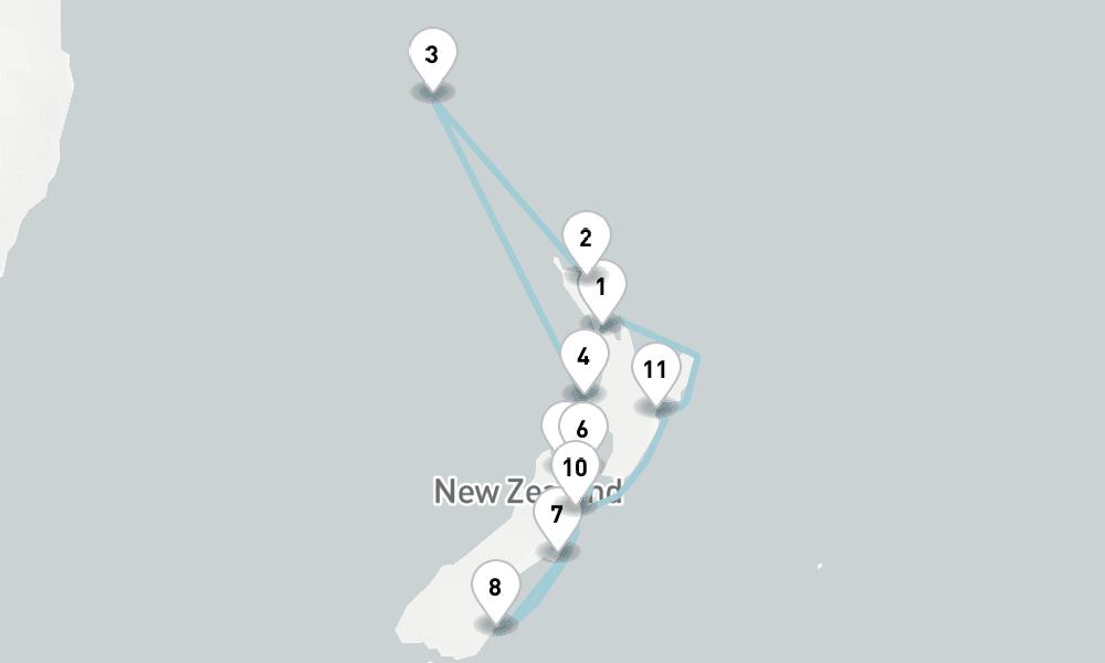 14 days, round-trip Cruise New Zealand Intensive Cruise Auckland, Dunedin Kaikoura 15日間